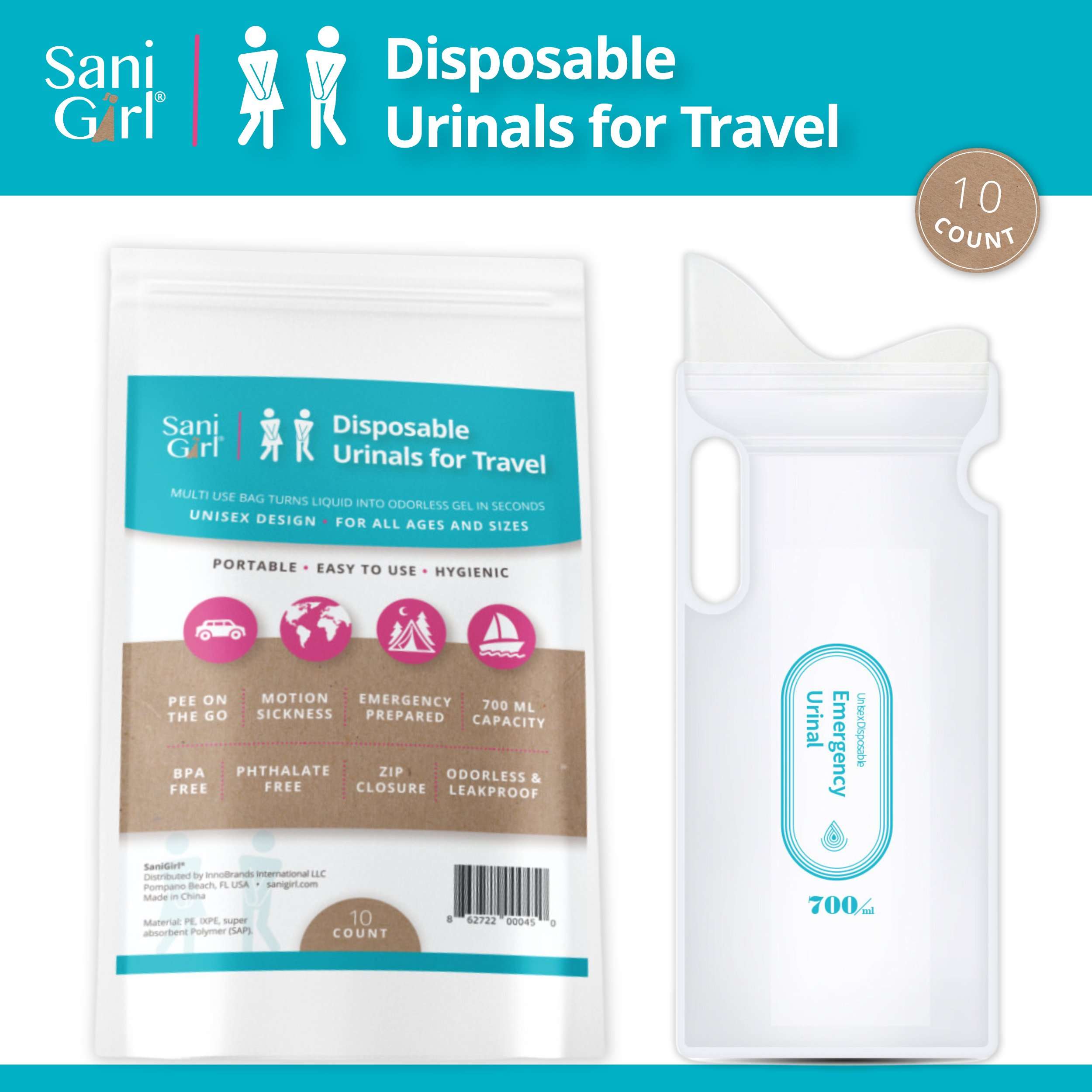 Disposable Urinals for Travel Pee Bags Travel Urinal Emergency Urinal Motion Sickness Bags